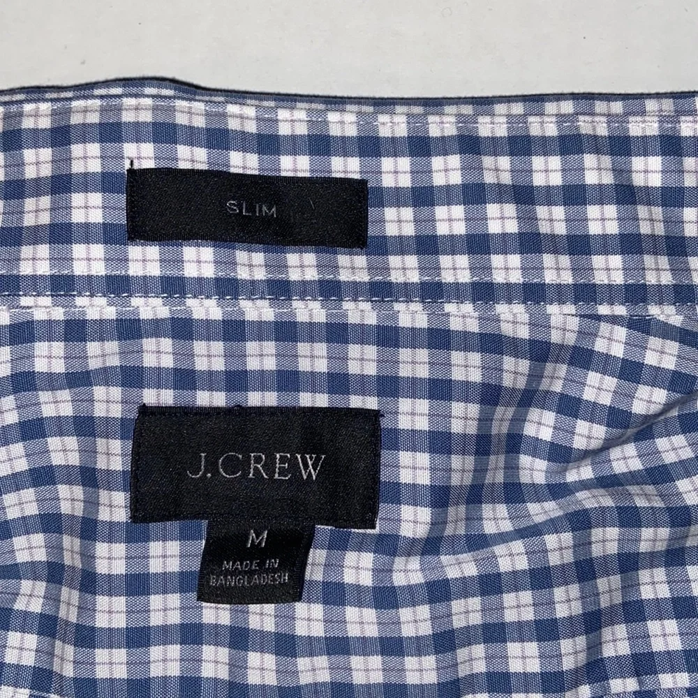 J. Crew Men’s Blue And White Plaid Long Sleeve Button Down Medium Shirt